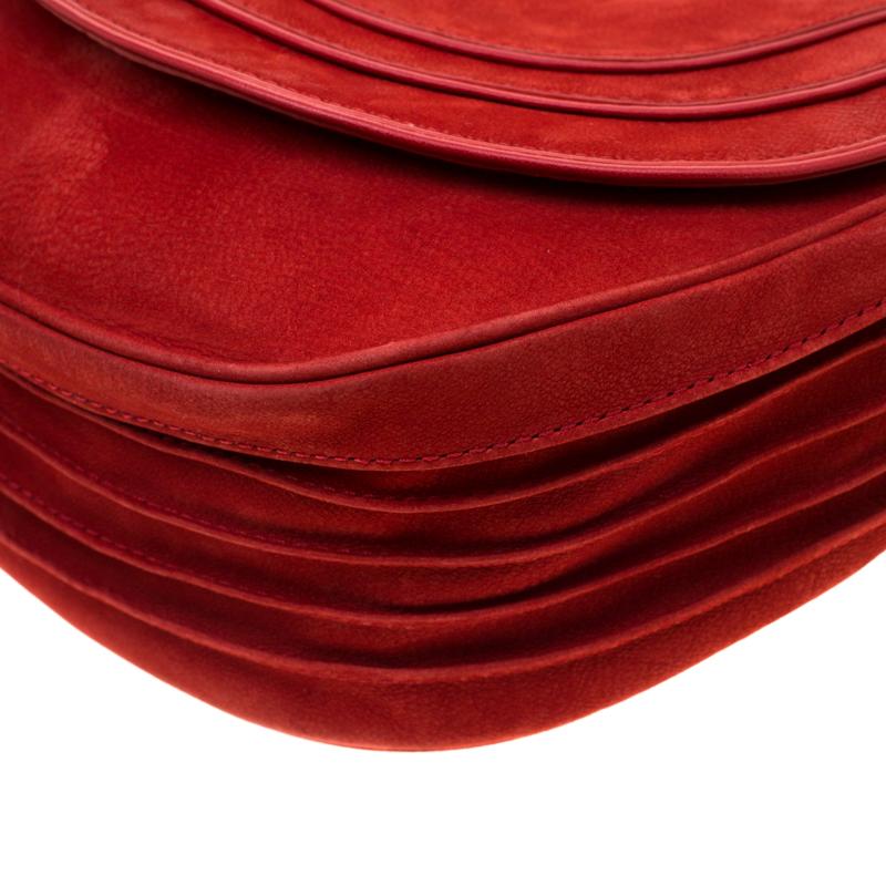 Women's Diane Von Furstenberg Red Nubuck Leather Bullseye Crossbody Bag