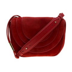 Diane Von Furstenberg Red Nubuck Leather Bullseye Crossbody Bag