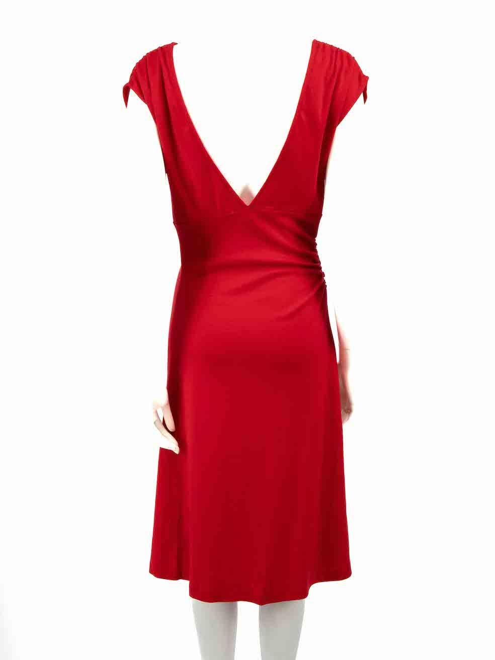 Diane Von Furstenberg Red Wool Knee Length Dress Size XXL In Good Condition For Sale In London, GB