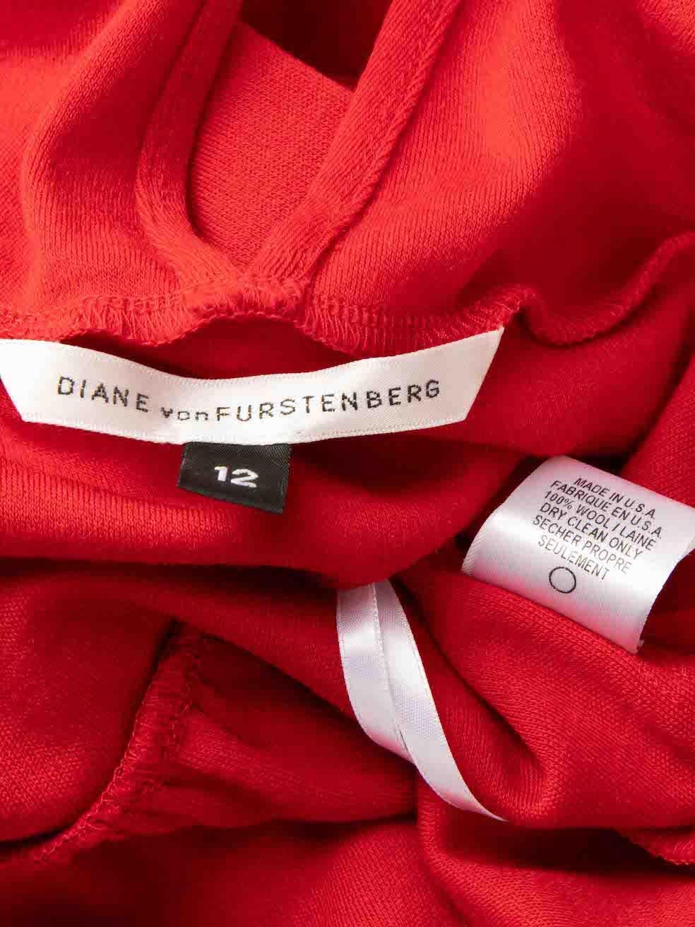 Women's Diane Von Furstenberg Red Wool Knee Length Dress Size XXL For Sale