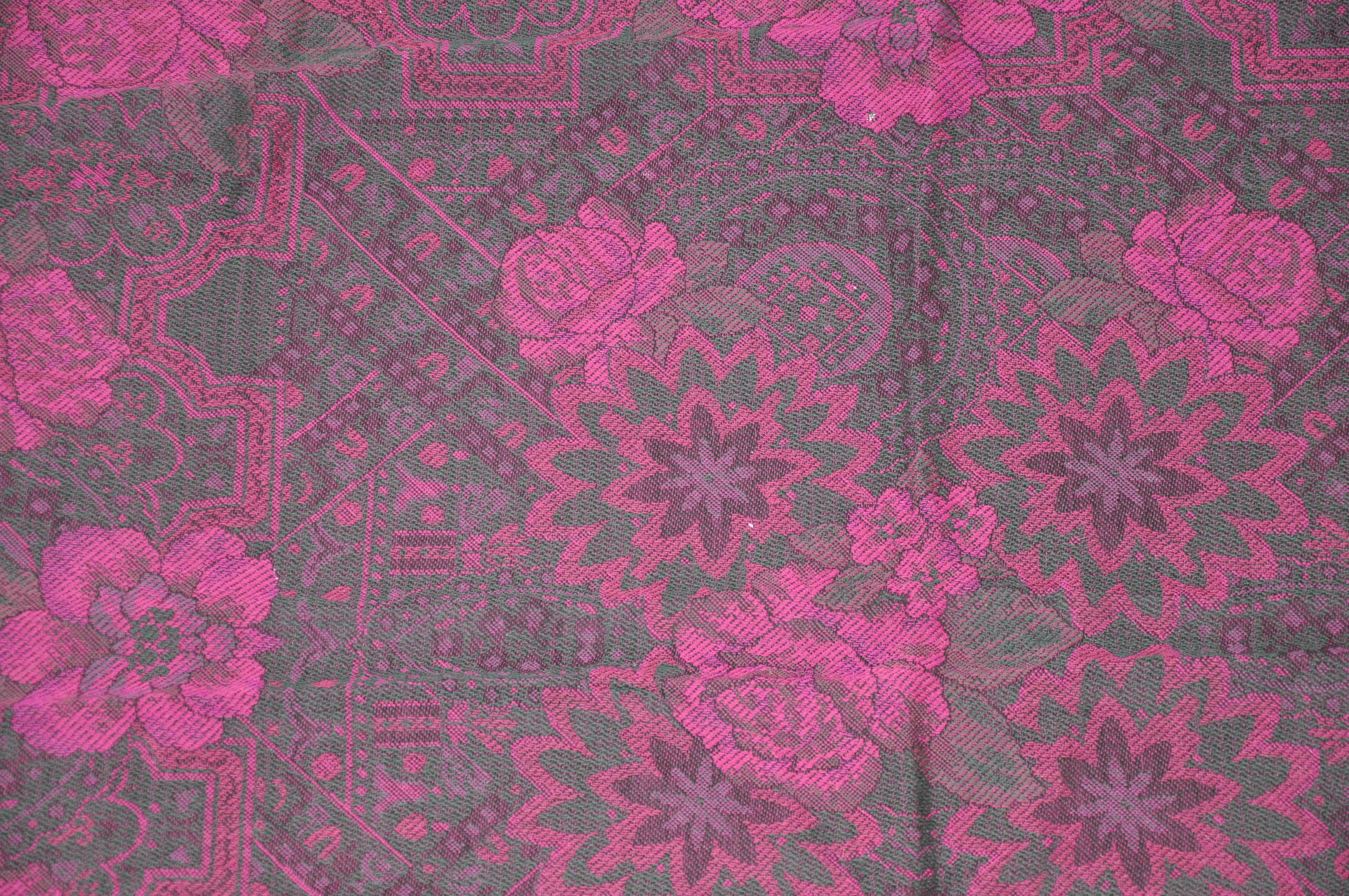 Diane von Furstenberg Rich Deep Violet Floral Wool Challis Fringe Shawl For Sale 11