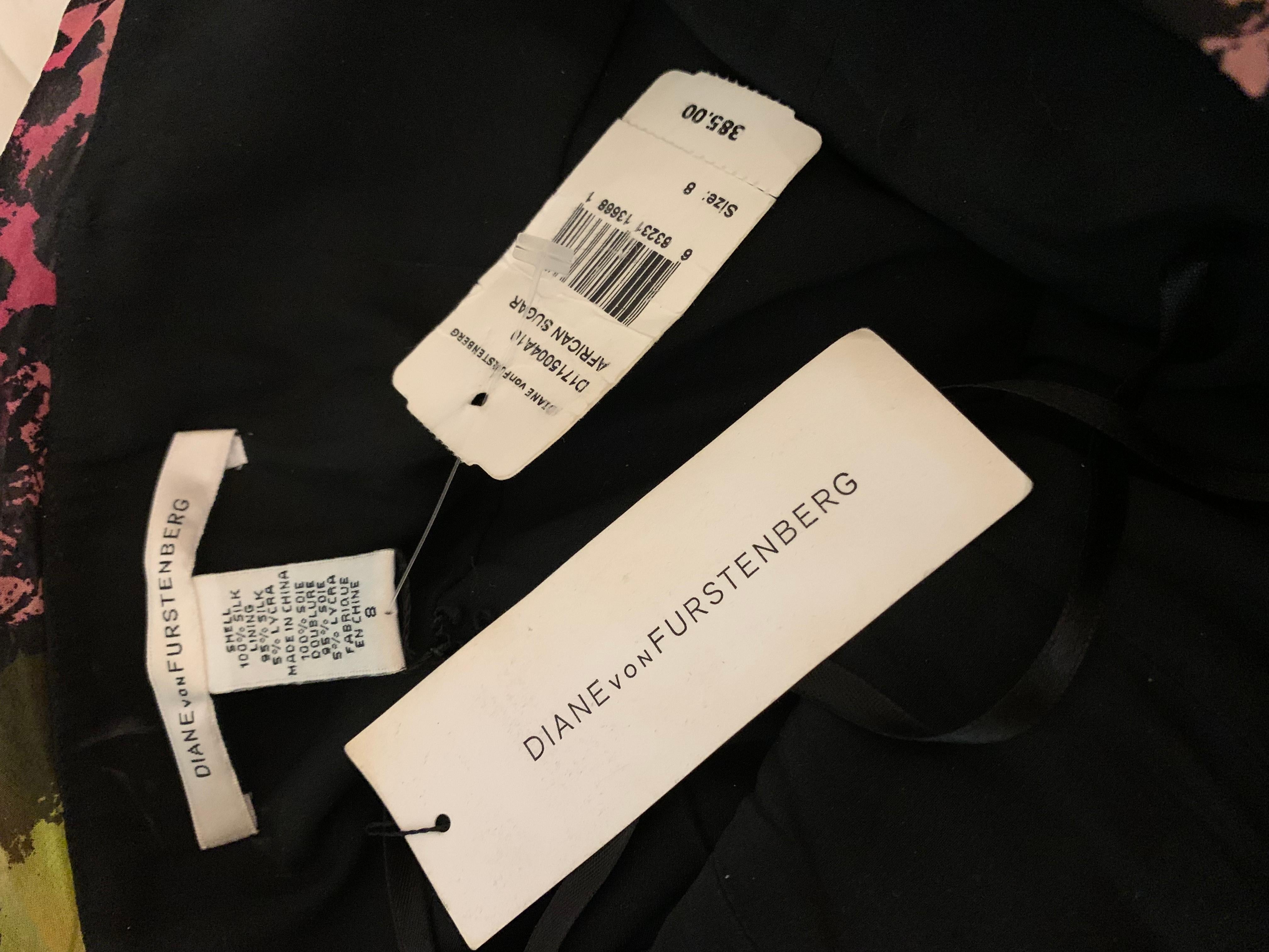 Diane Von Furstenberg African Sugar Print Drape Chiffon Bustier Dress NWT Size 8 For Sale 5