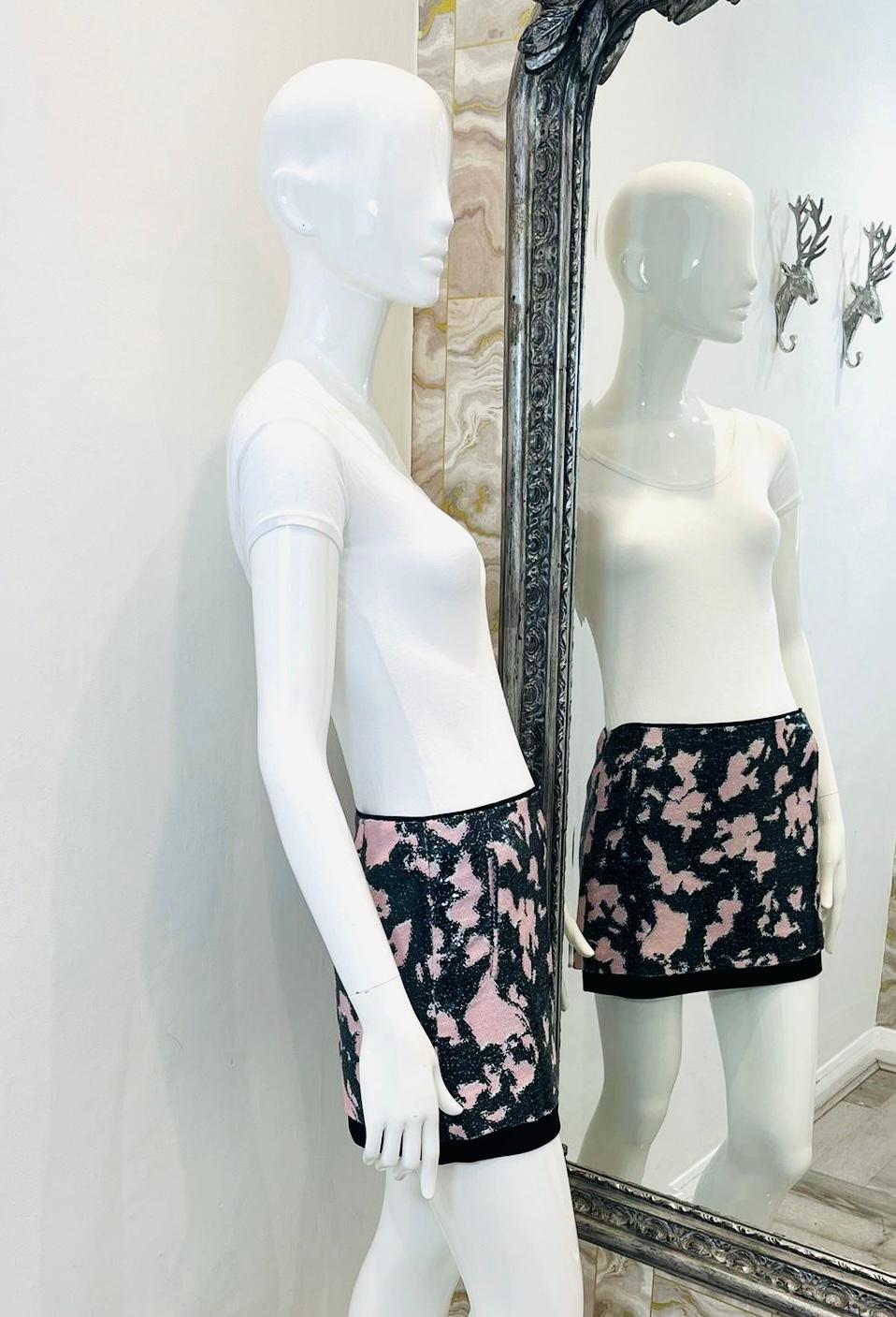 Black Diane Von Furstenberg Sequin Mini Skirt For Sale