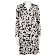 Diane Von Furstenberg Silk Abstract Wrap Midi Dress Size S