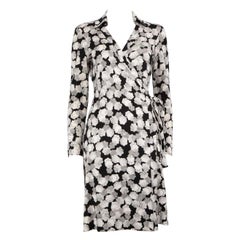 Diane Von Furstenberg Silk Abstract Wrap Midi Dress Size S