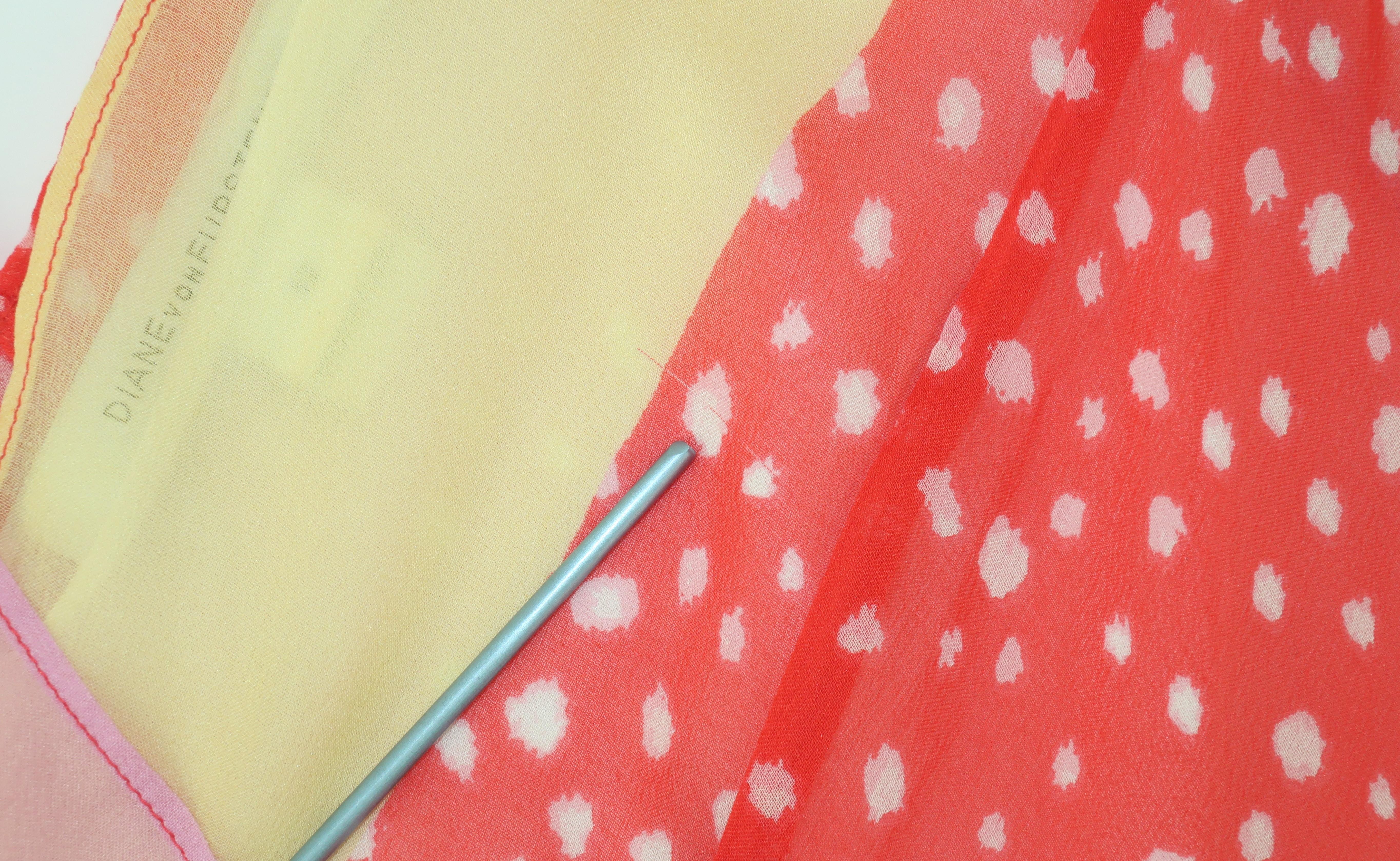 Diane Von Furstenberg Silk Chiffon Patchwork Handkerchief Dress 6