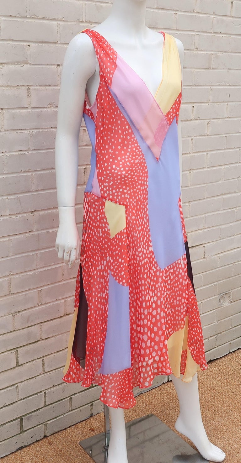 Diane Von Furstenberg Silk Chiffon Patchwork Handkerchief Dress For