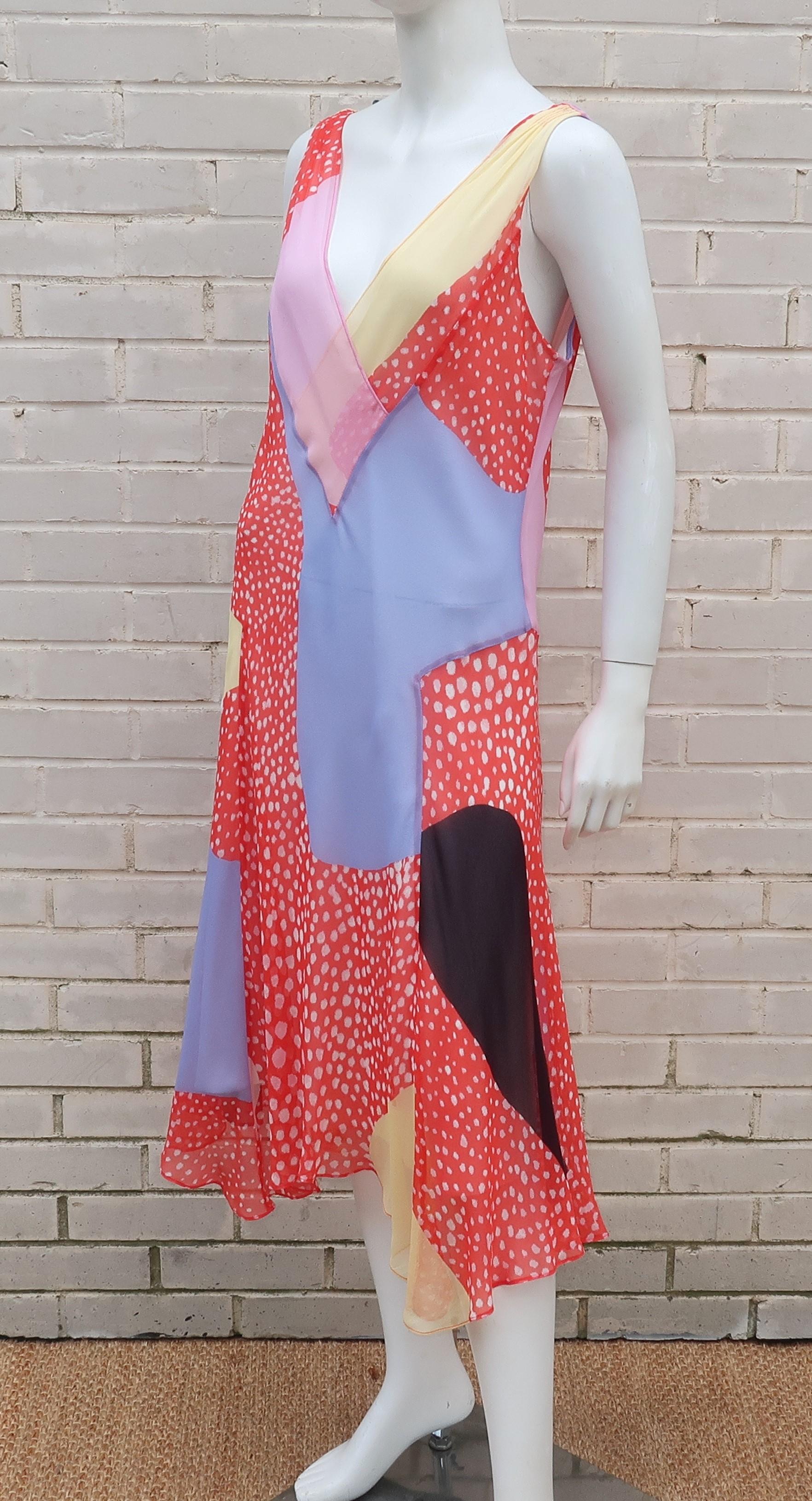 Diane Von Furstenberg Silk Chiffon Patchwork Handkerchief Dress 1