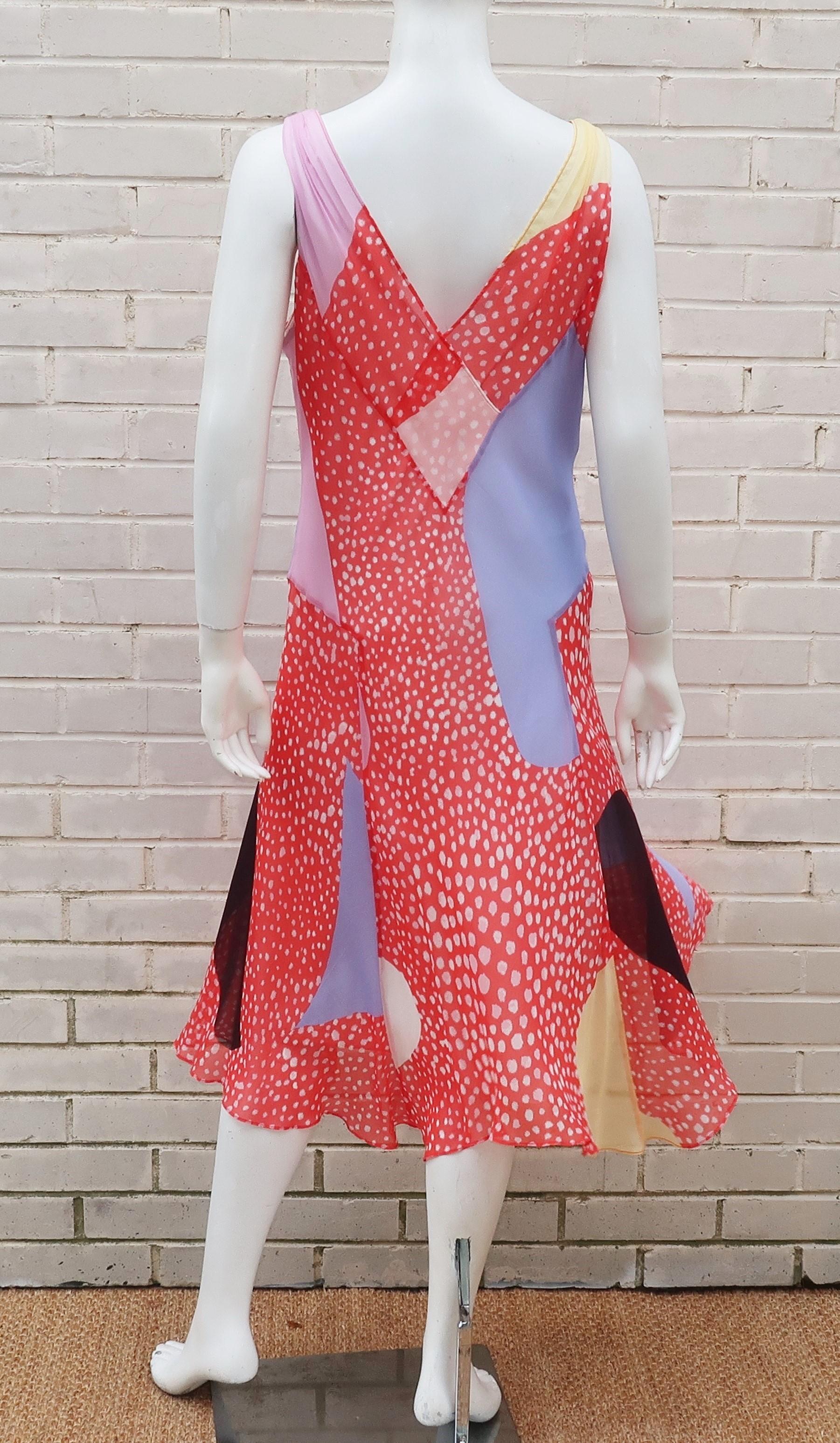 Diane Von Furstenberg Silk Chiffon Patchwork Handkerchief Dress 3