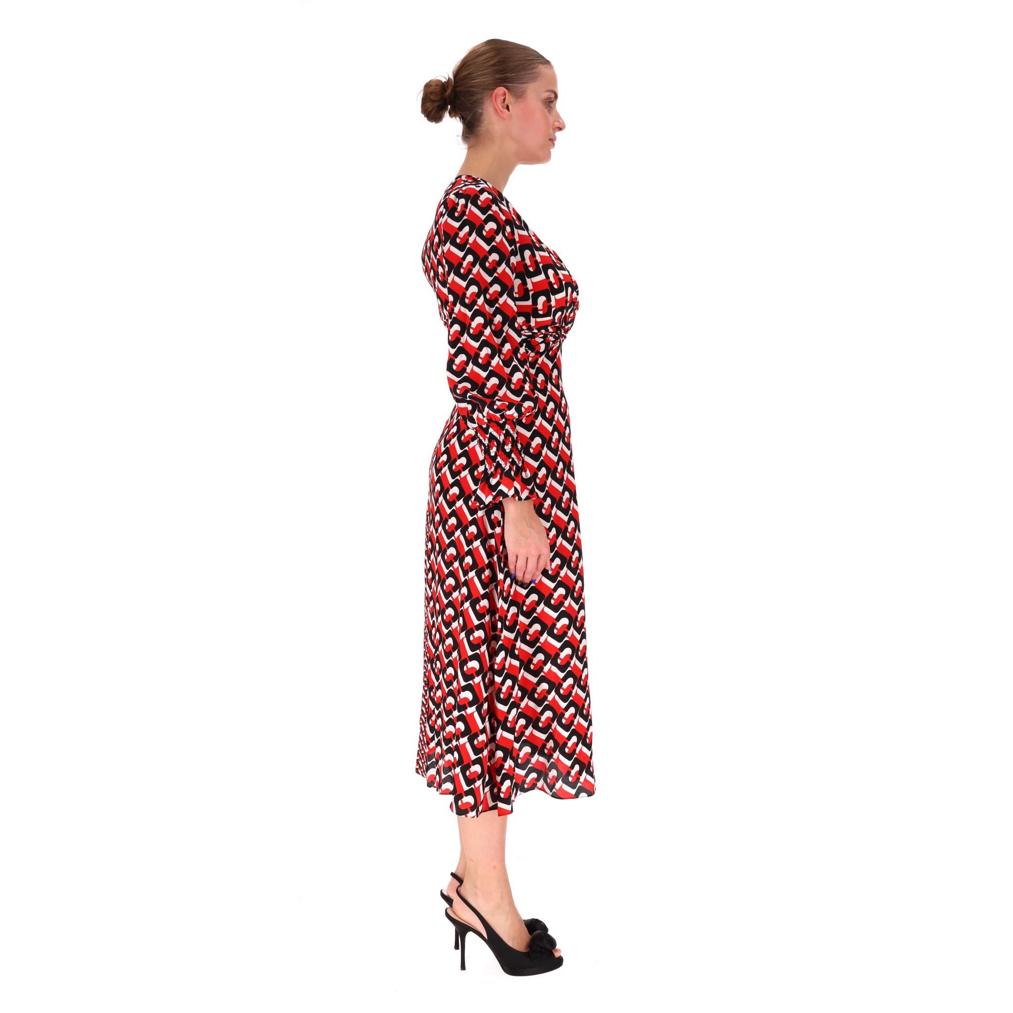 Marron Diane von Furstenberg - Robe midi imprimée en crêpe de soie en vente