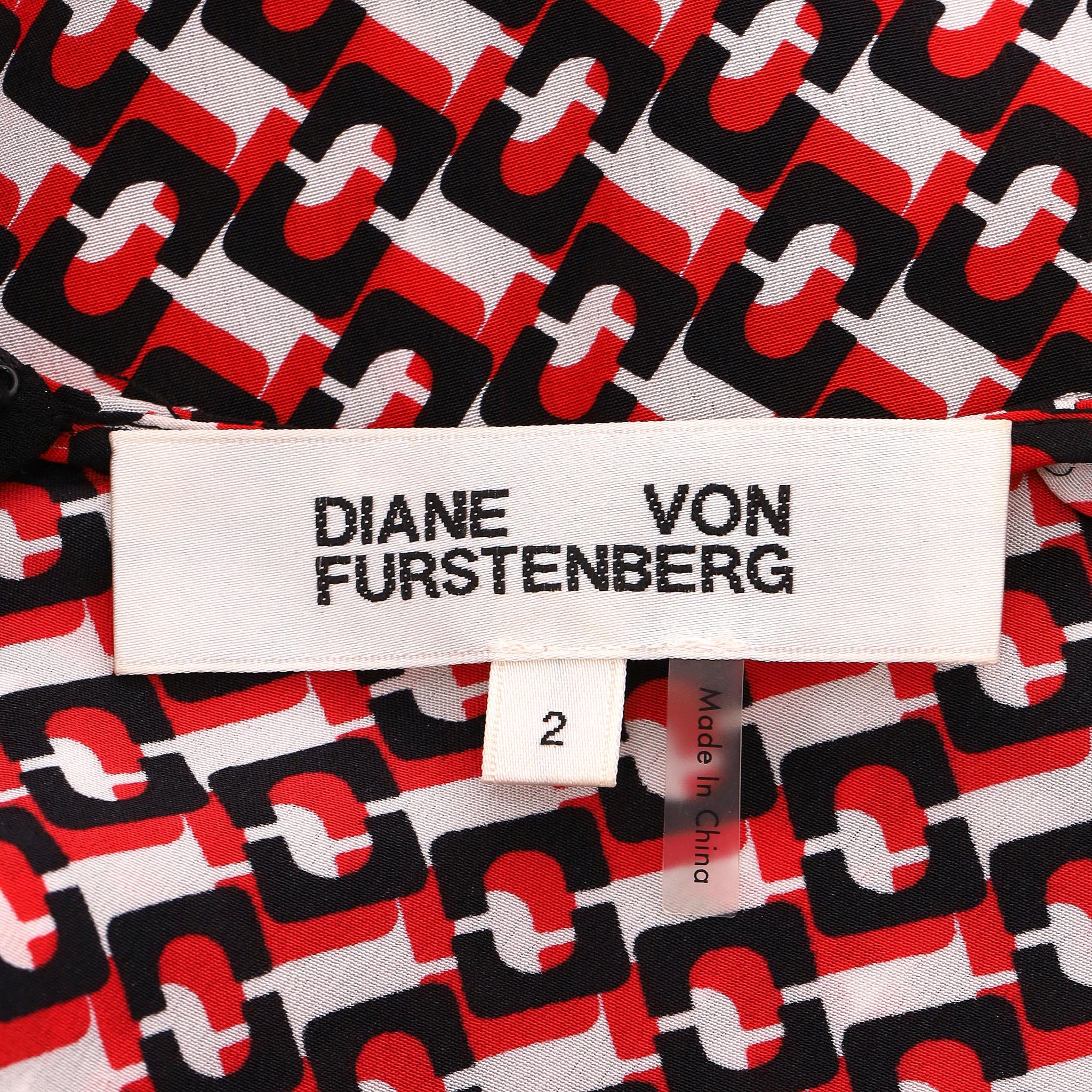 Diane von Furstenberg - Robe midi imprimée en crêpe de soie en vente 2