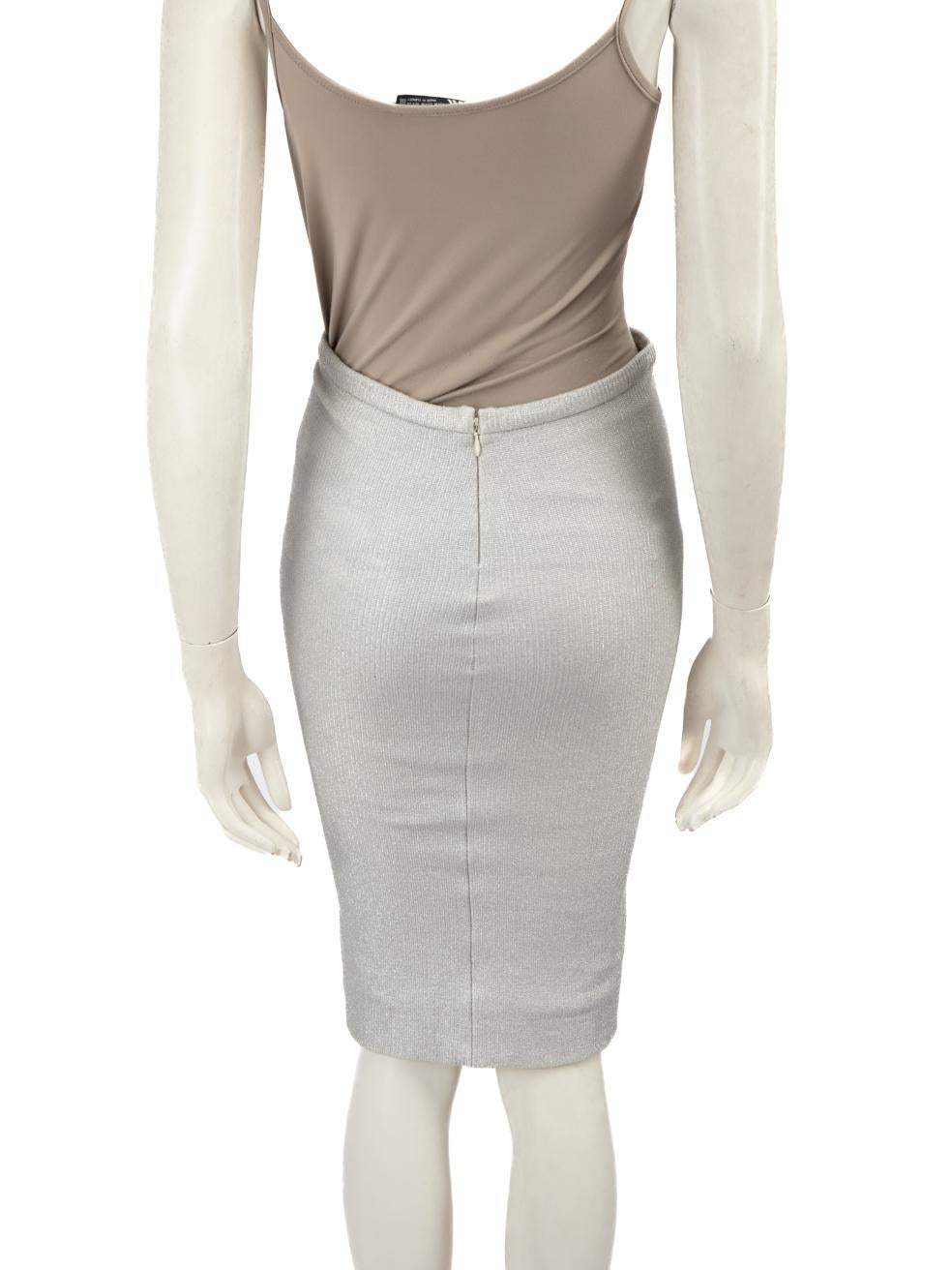 Diane von Furstenberg Falda plateada ajustada a la rodilla Talla XXS Plata en venta