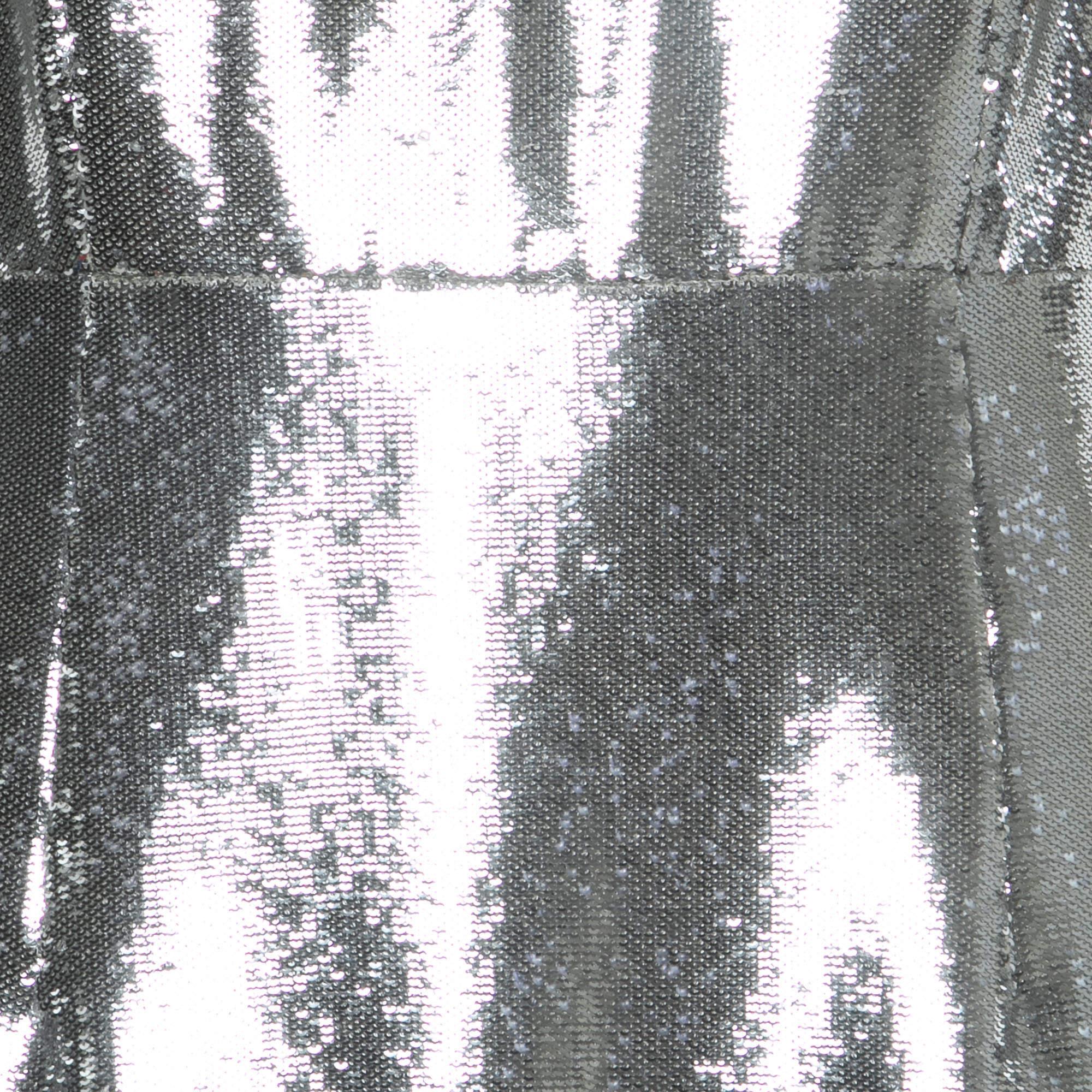 Diane Von Furstenberg Silver Sequined Midi Dress L 1