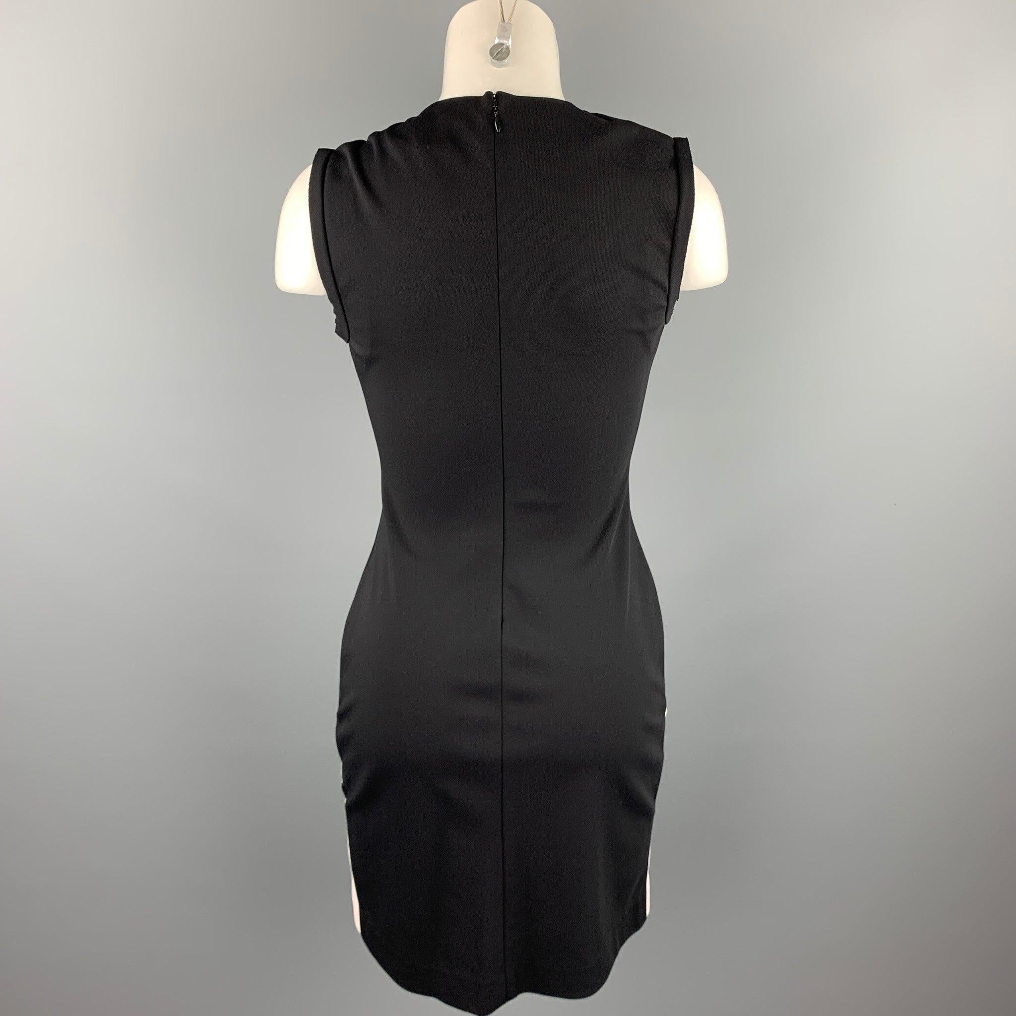 Women's DIANE VON FURSTENBERG Size 2 Cream & Black Pleated Polyamide Sheath Dress For Sale