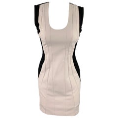 DIANE VON FURSTENBERG Taille 2 - Robe fourreau plissée en polyamide crème et noire