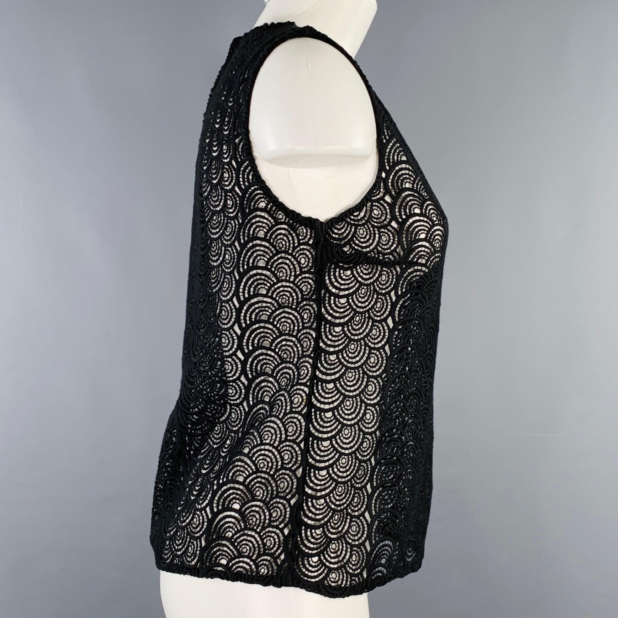 Nero Diane von Furstenberg Top casual senza maniche a cerchi neri Taglia 4 in vendita