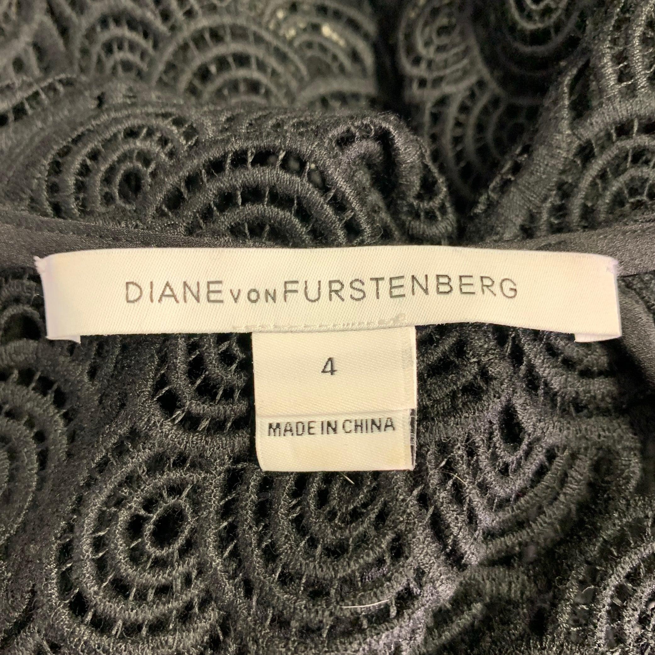 Donna Diane von Furstenberg Top casual senza maniche a cerchi neri Taglia 4 in vendita