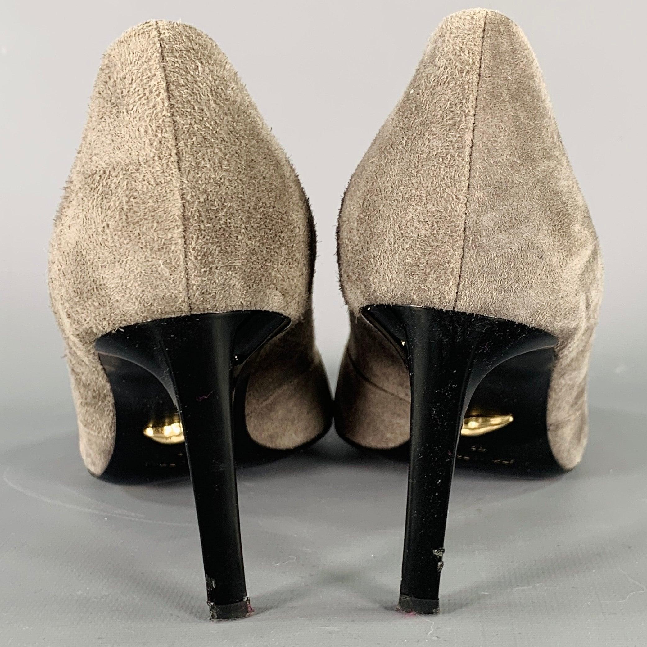 DIANE VON FURSTENBERG Bombas con punta de ante negro gris talla 6 Gris en venta