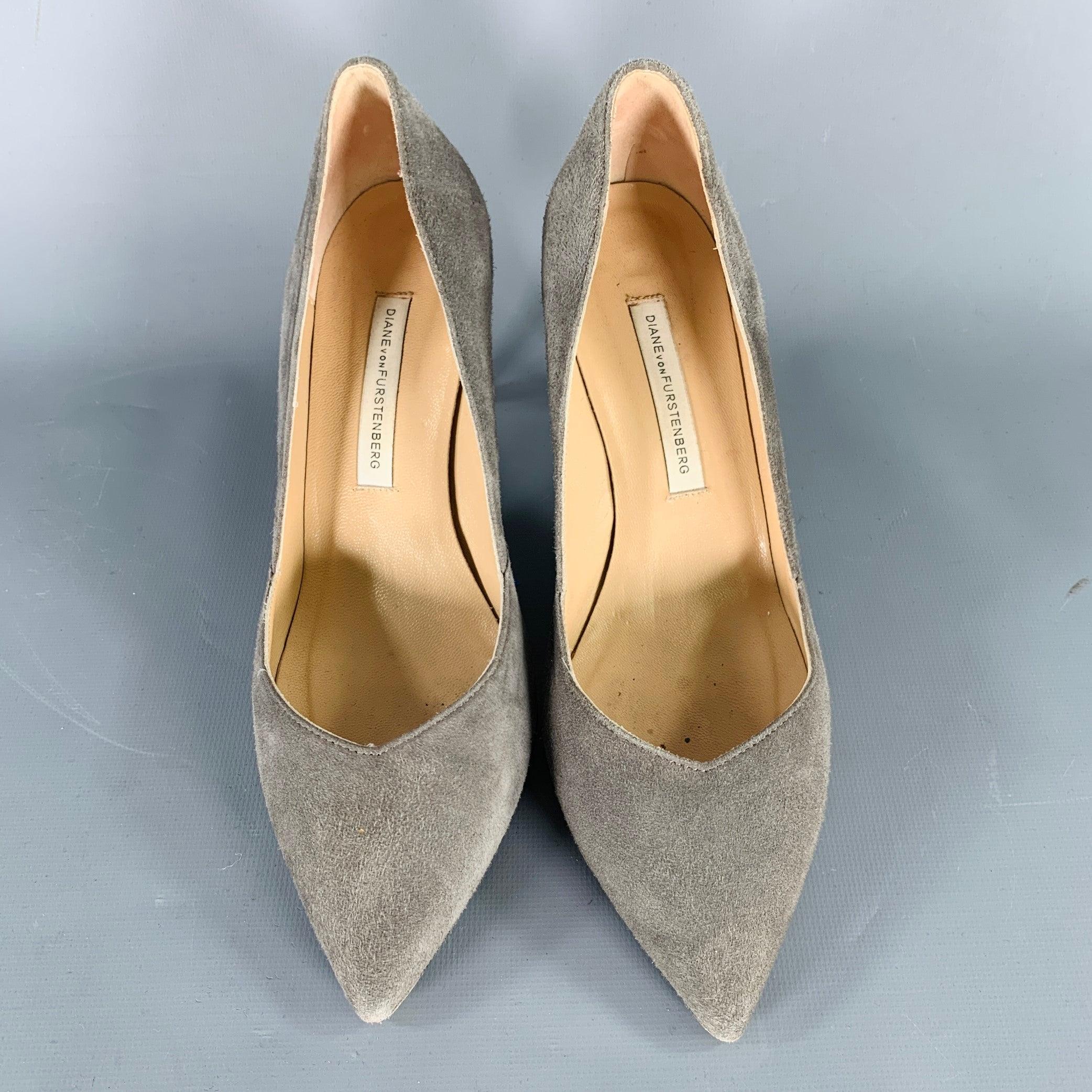 DIANE VON FURSTENBERG Bombas con punta de ante negro gris talla 6 en Bueno estado para la venta en San Francisco, CA