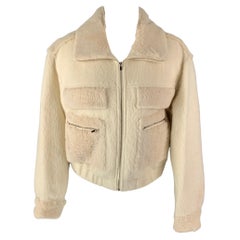 DIANE VON FURSTENBERG Größe 8 Creme Wolle / Alpaka Zip Up Jacke