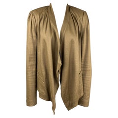 DIANE VON FURSTENBERG Size 8 Olive Linen Blend Open Front Jacket