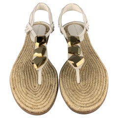 DIANE VON FURSTENBERG Size 9.5 White Leather Espadrille Sandals