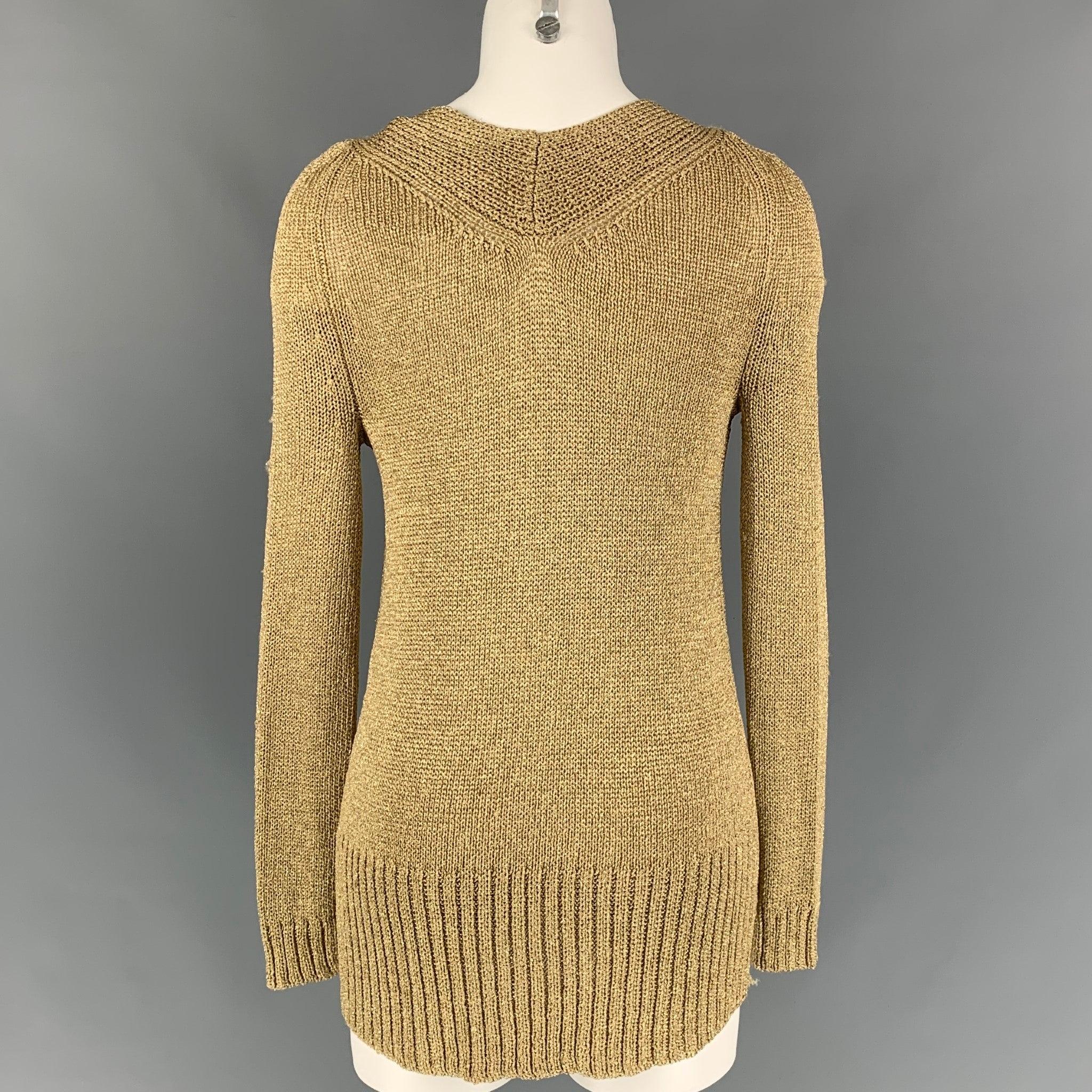 Women's DIANE VON FURSTENBERG Size S Gold Acetate Blend Knitted Pullover For Sale
