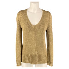 DIANE VON FURSTENBERG Size S Gold Acetate Blend Knitted Pullover