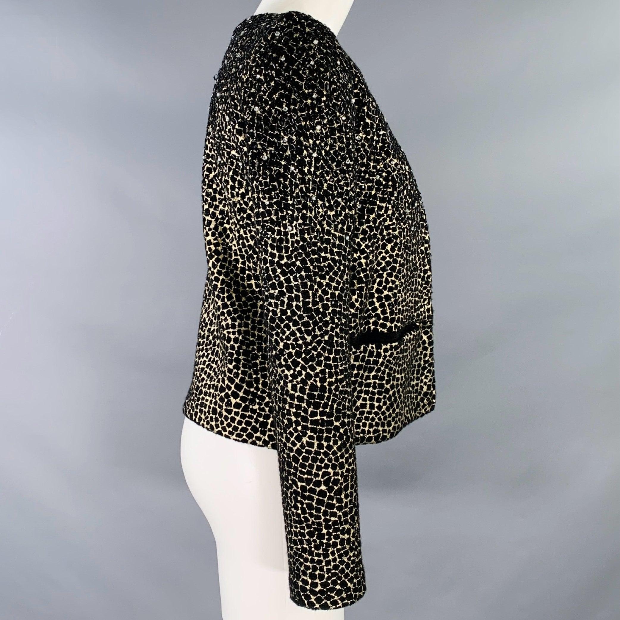 Nero Diane von Furstenberg Giacca Blazer in lana nera e oro Taglia S Joele in vendita