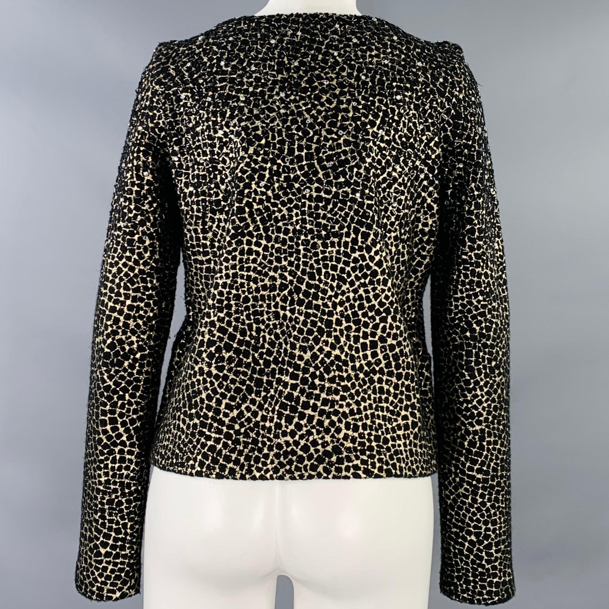 Diane von Furstenberg Giacca Blazer in lana nera e oro Taglia S Joele In condizioni buone in vendita a San Francisco, CA