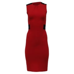 Diane Von Furstenberg Sleeveless Fitted Midi Dress in Red Wool