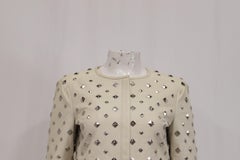 Diane Von Furstenberg Studded Jacket in White Leather