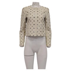 Diane Von Furstenberg Studded Jacket in White Leather