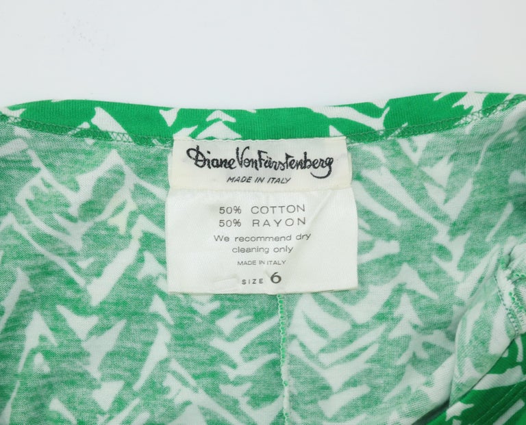 Diane Von Furstenberg Tropical Green and White Maxi Dress, 1970's at ...