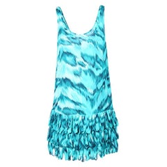 Diane Von Furstenberg Turquoise Tiger Print Sleeveless Dress M