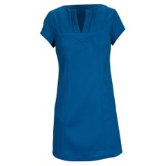 Diane Von Furstenberg Valda Mini Short Sleeve Dress in Blue Wool