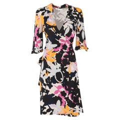 Diane von Fürstenberg Vintage multicolor floral print silk 2000s midi dress