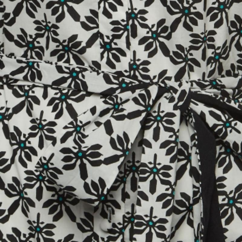 Grigio Diane von Furstenberg - Vestito a camicia in cotone con cintura e stampa floreale, bianco, L. in vendita