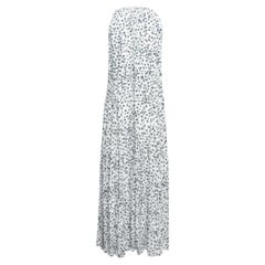 Diane Von Furstenberg White Floral Print Crepe Drawstring Waist Maxi Dress M