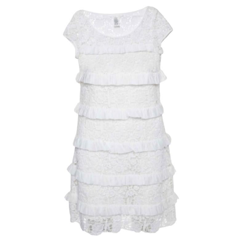 Diane von Furstenberg Vestido Arcelia Detalle Volantes Encaje Blanco M