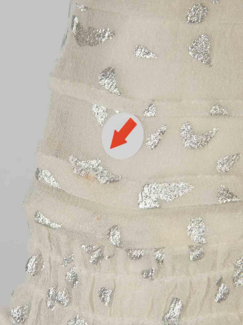 Diane Von Furstenberg White Metallic Buttoned Top Size S For Sale 1