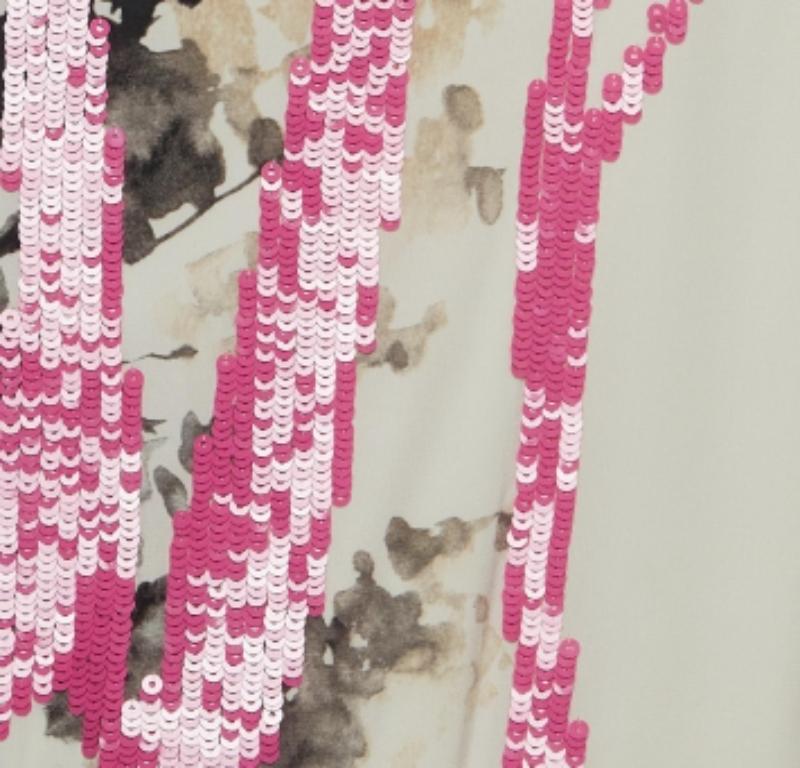 Diane von Furstenberg White/Pink Sequin and Silk Tara Dress S.S. White en vente 2