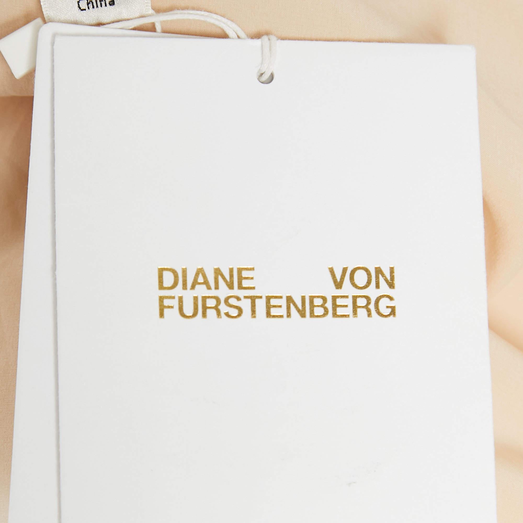 Diane Von Furstenberg White/Pink Sequined One Shoulder Midi Dress M 1