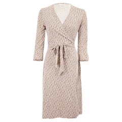 Used Diane Von Furstenberg Women's Abstract Pattern 3/4 Sleeve Wrap Dress