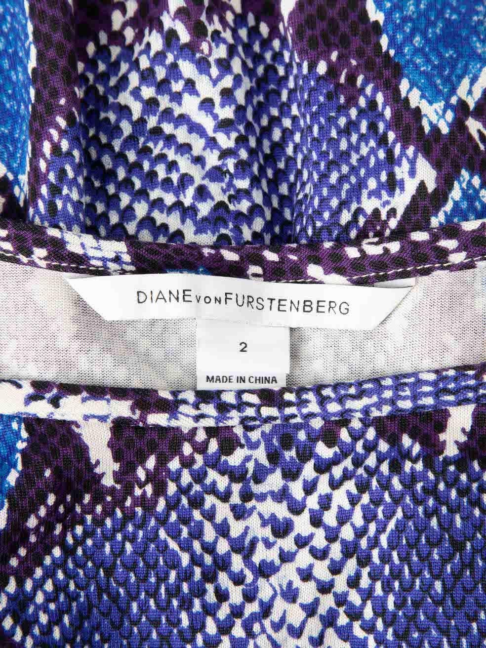 Diane Von Furstenberg Women's Blue Snakeskin Pattern Mini Dress For Sale 1