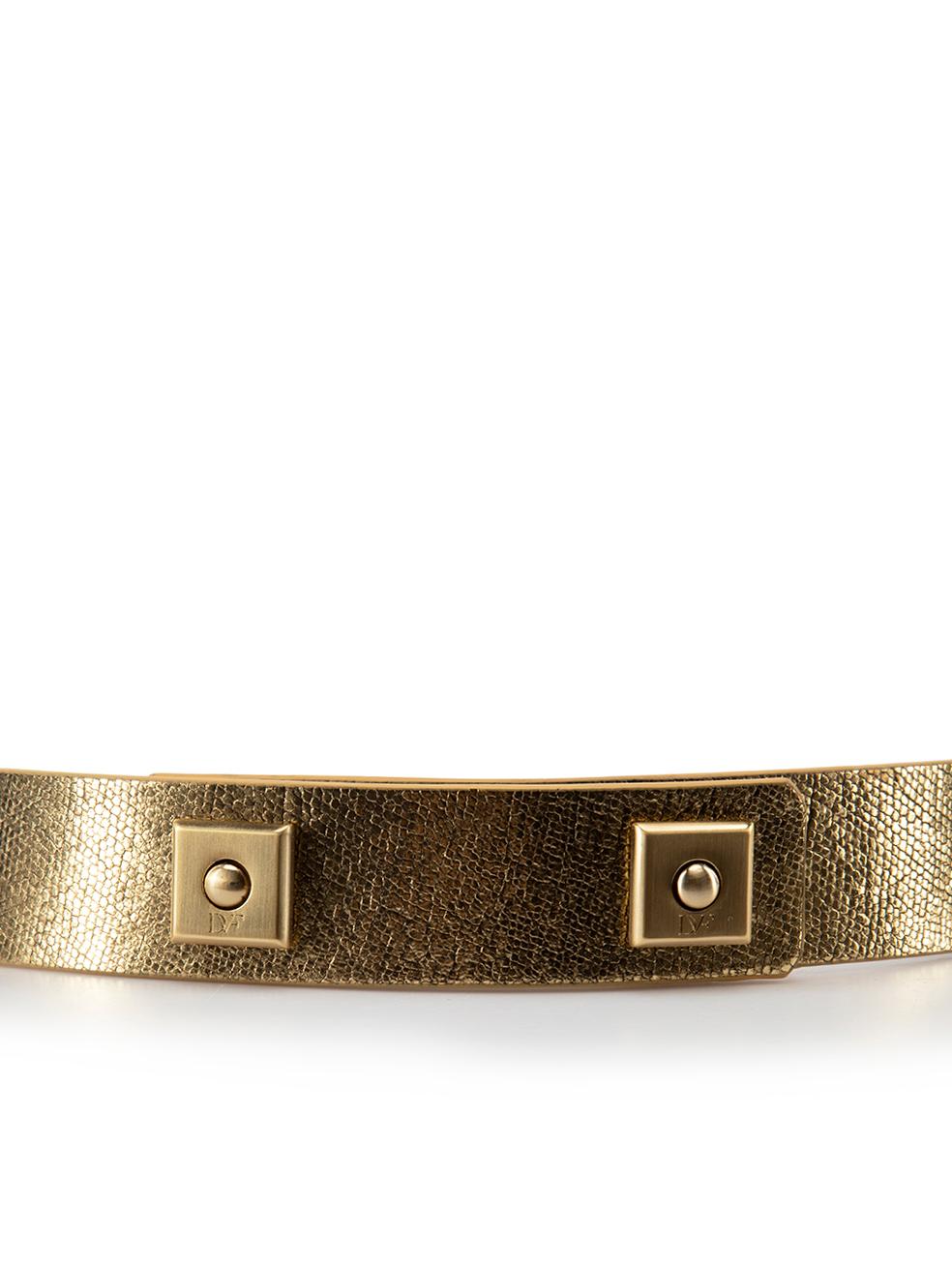 Diane Von Furstenberg Women's Gold Leather Embossed Waist Belt 3