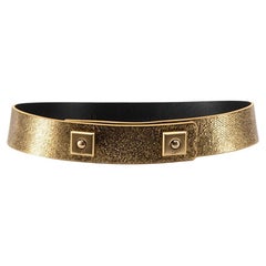 Diane Von Furstenberg Women's Gold Leather Embossed Waist Belt