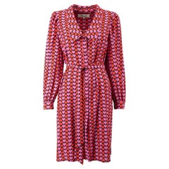 Diane Von Furstenberg Women's Pink Abstract Printed Belted Dress