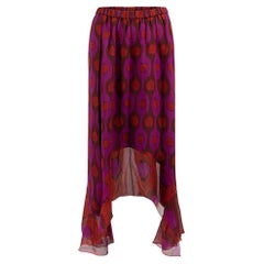 Diane Von Furstenberg Women's Purple & Red Abstract Pattern Silk Flowy Skirt
