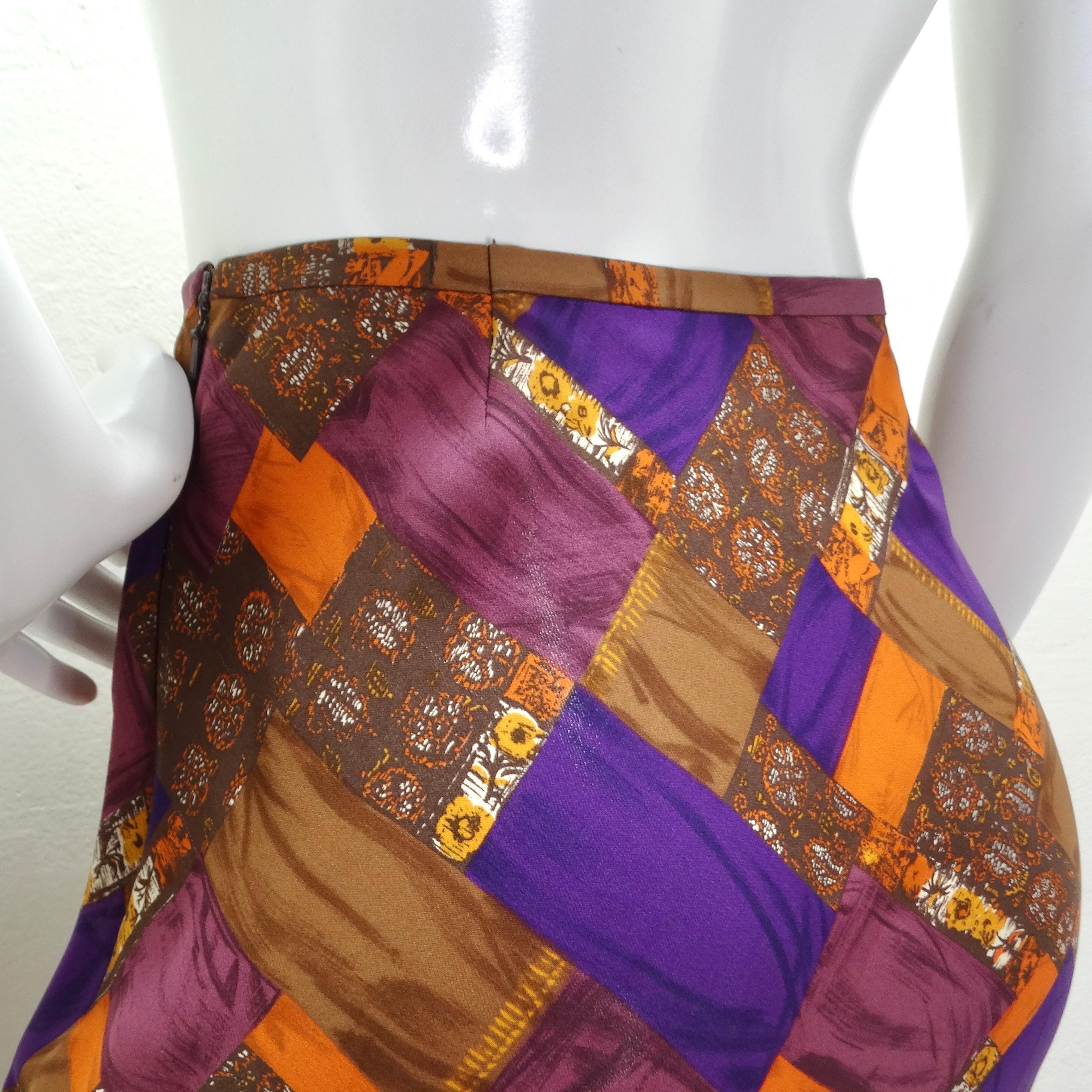 Diane Von Furstenberg Y2K Printed Silk Maxi Skirt For Sale 1